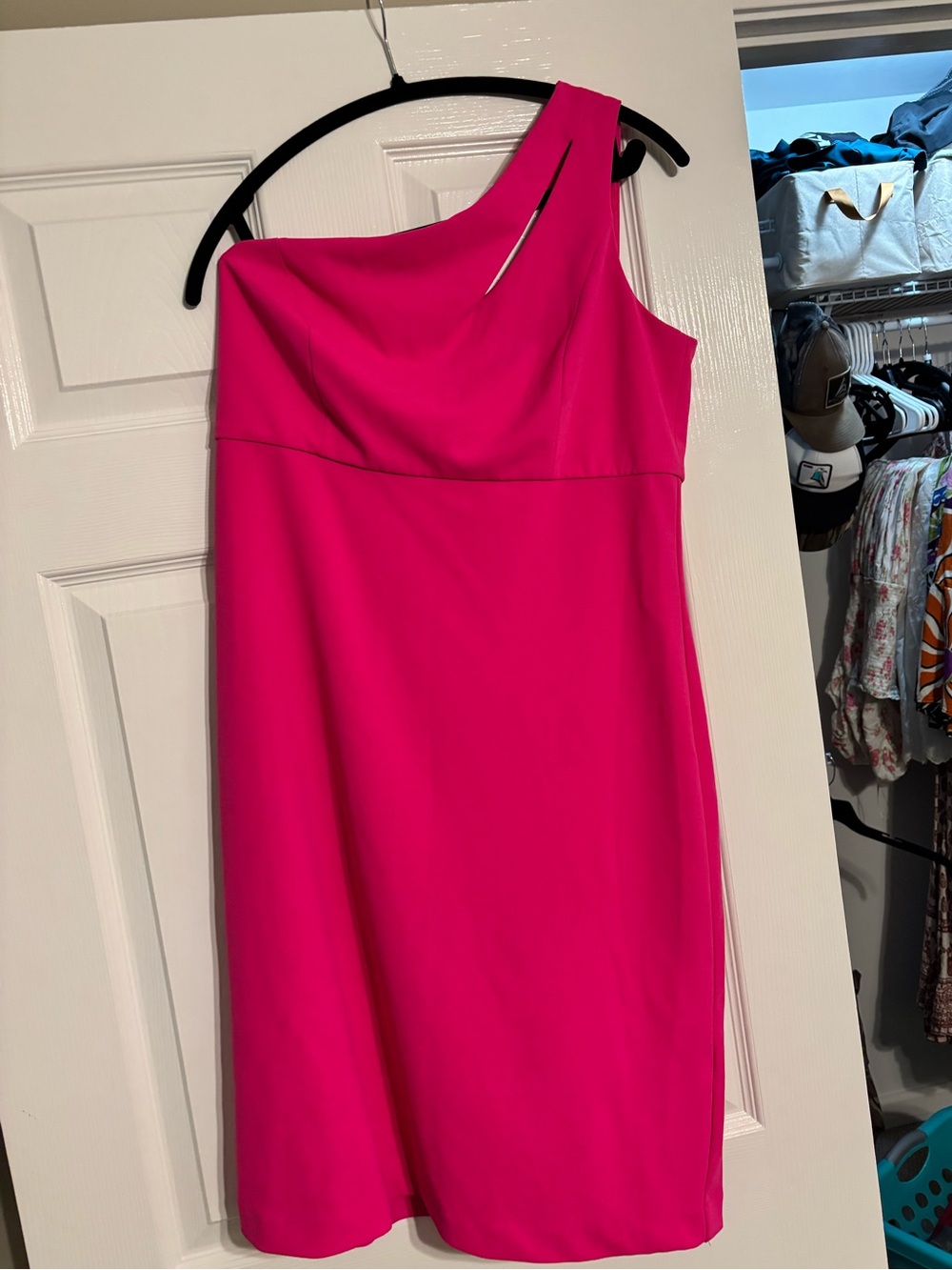 Shelby & Palmer One-Shoulder Hot Pink Cocktail Dress